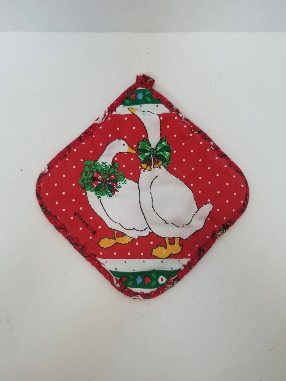 Vintage Country 80s Goose Geese Christmas Potholder By Franco Oven Mit Hot Pad